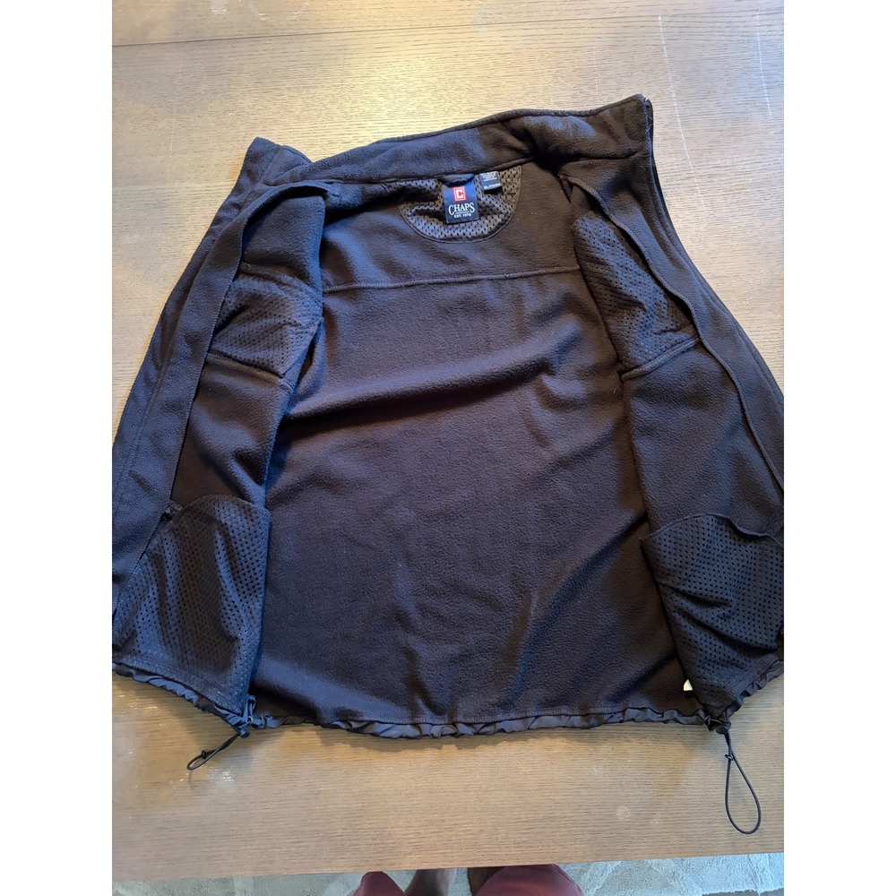 Chaps Mens Black Fleece Full Zip Vest Mixed Media Mock Neck XL WPL-125 - Picture 6 of 6